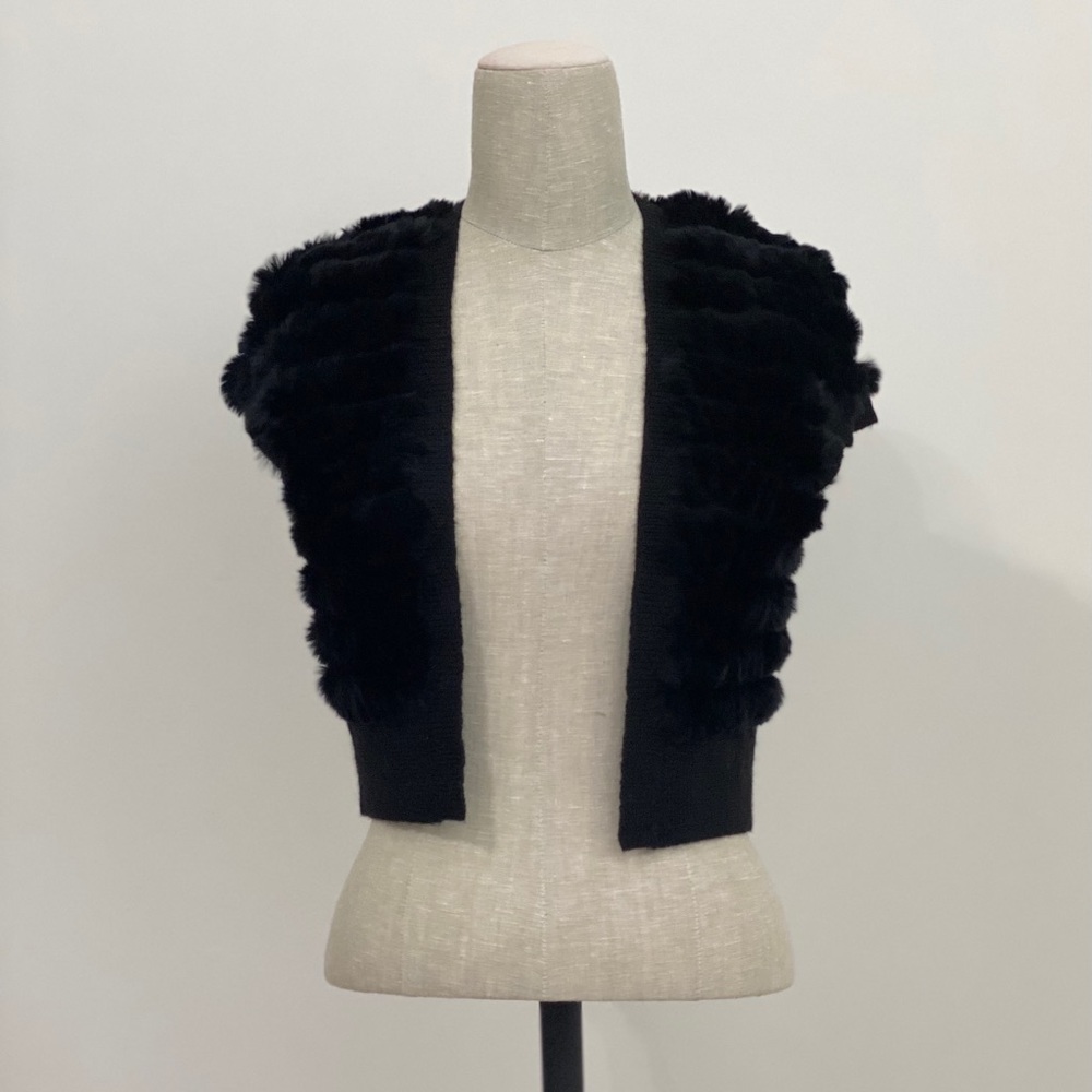 BCBGMAXAZRIA Bolero Rabbit Fur Cardigan/Jacket